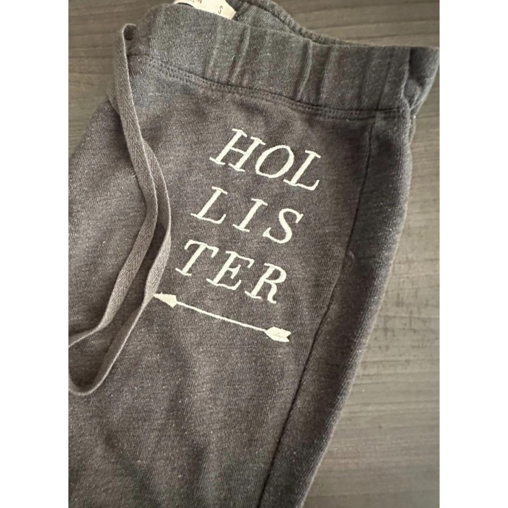 Hollister Sweatpants Small Gray‎ Skinny Jogger Spellout VTG 90s Lounge Y2K - Picture 2 of 4